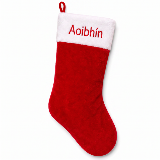 Personalised Traditional Red & White Plush Fur Stocking
