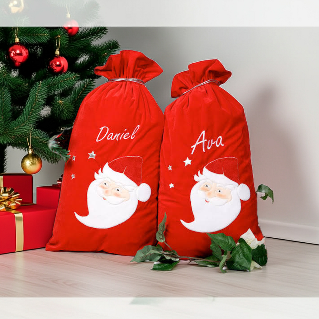 Personalised Large Velvet Santa Sack with Drawstring | WowWee