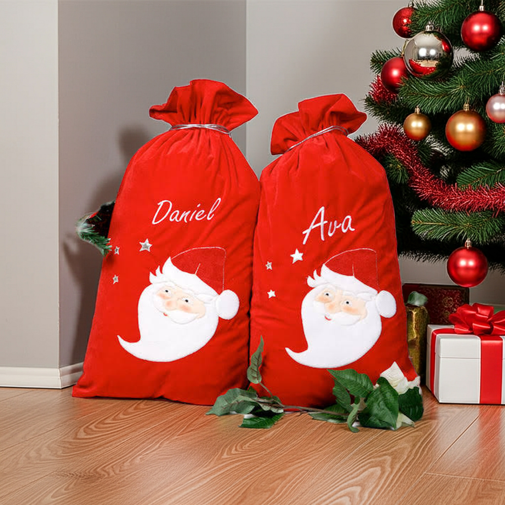 Personalised Large Velvet Santa Sack with Drawstring | WowWee