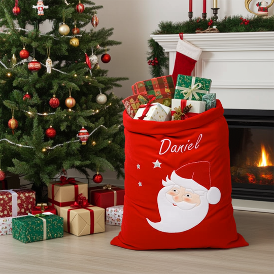 Personalised Large Velvet Santa Sack with Drawstring | WowWee