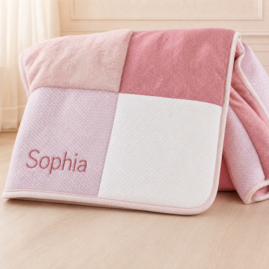 Personalised Patchwork Quilt for Girls - Plush, Cosy & Warm by Doudou
