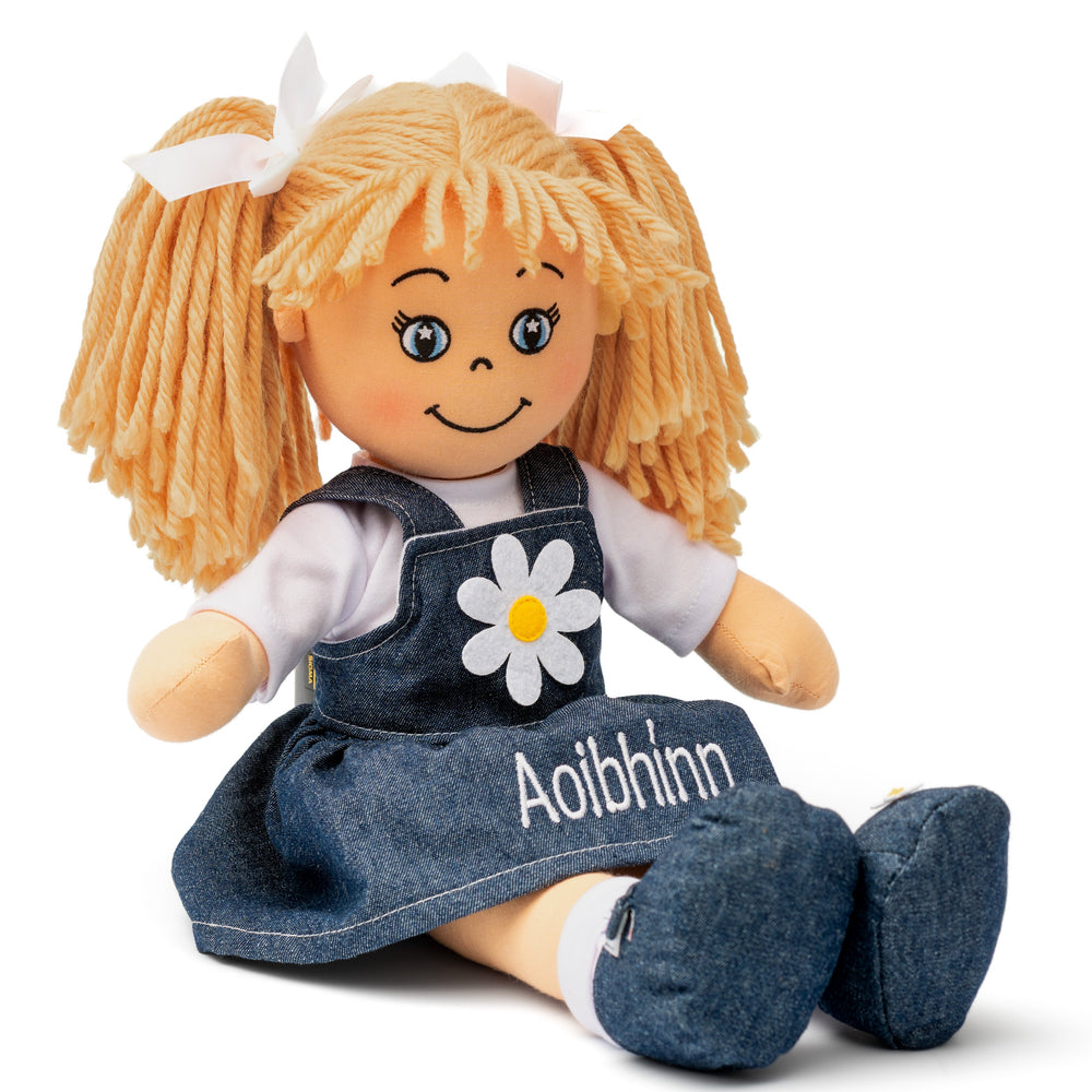 Personalised Rag Doll in Denim Dress