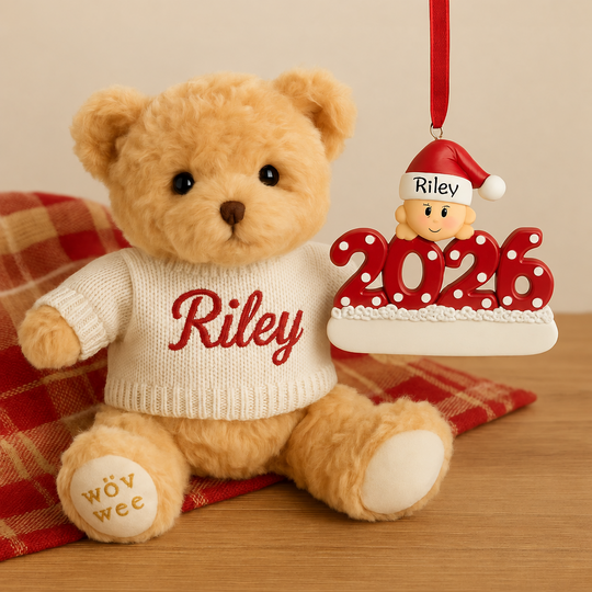 Personalised Gift Set - Bailey Bear and Christmas Ornament - 2026 Red