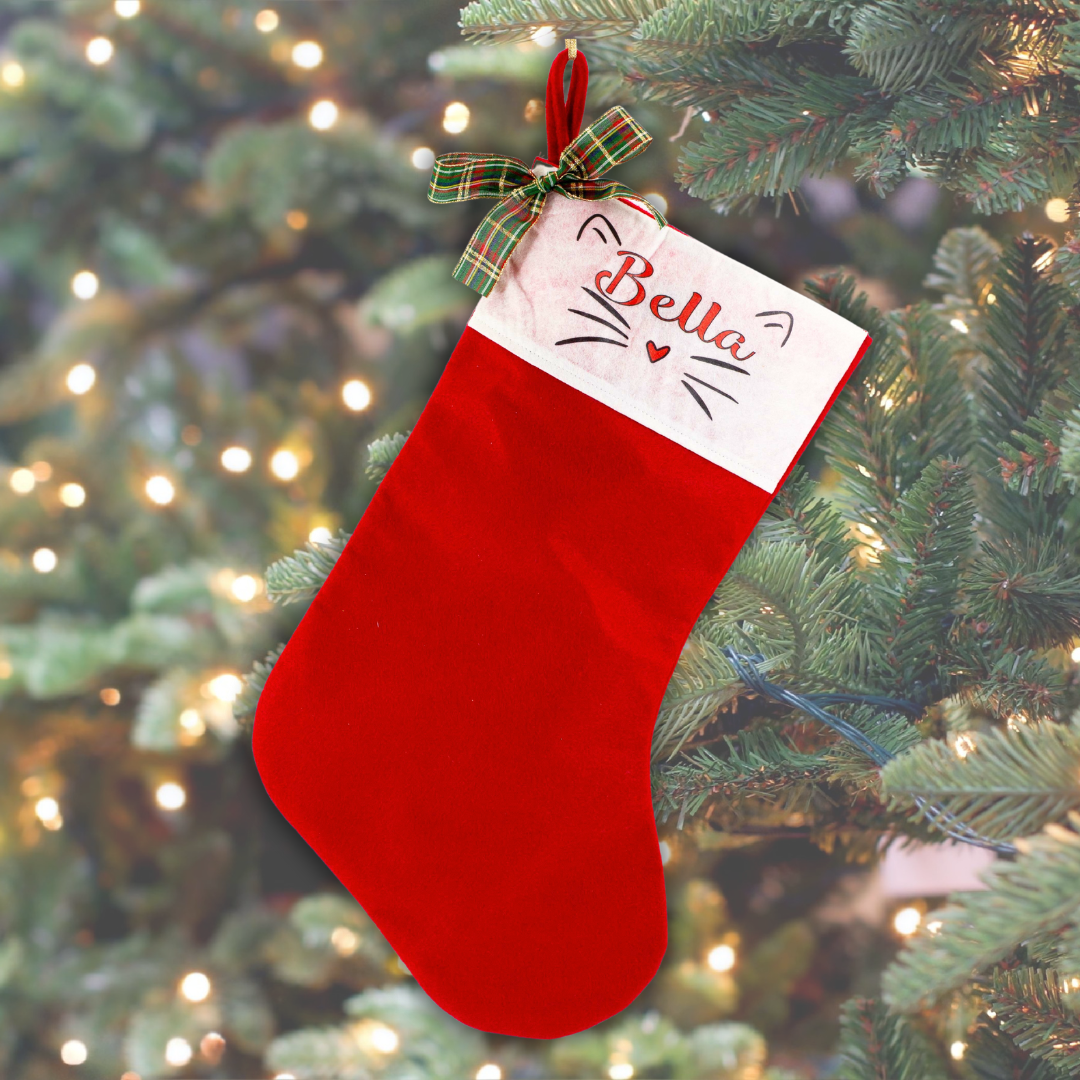 Personalised Christmas Stocking - Cat Face