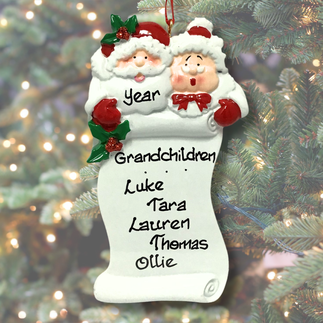 Personalised Christmas Ornaments - Grandchildren Scroll