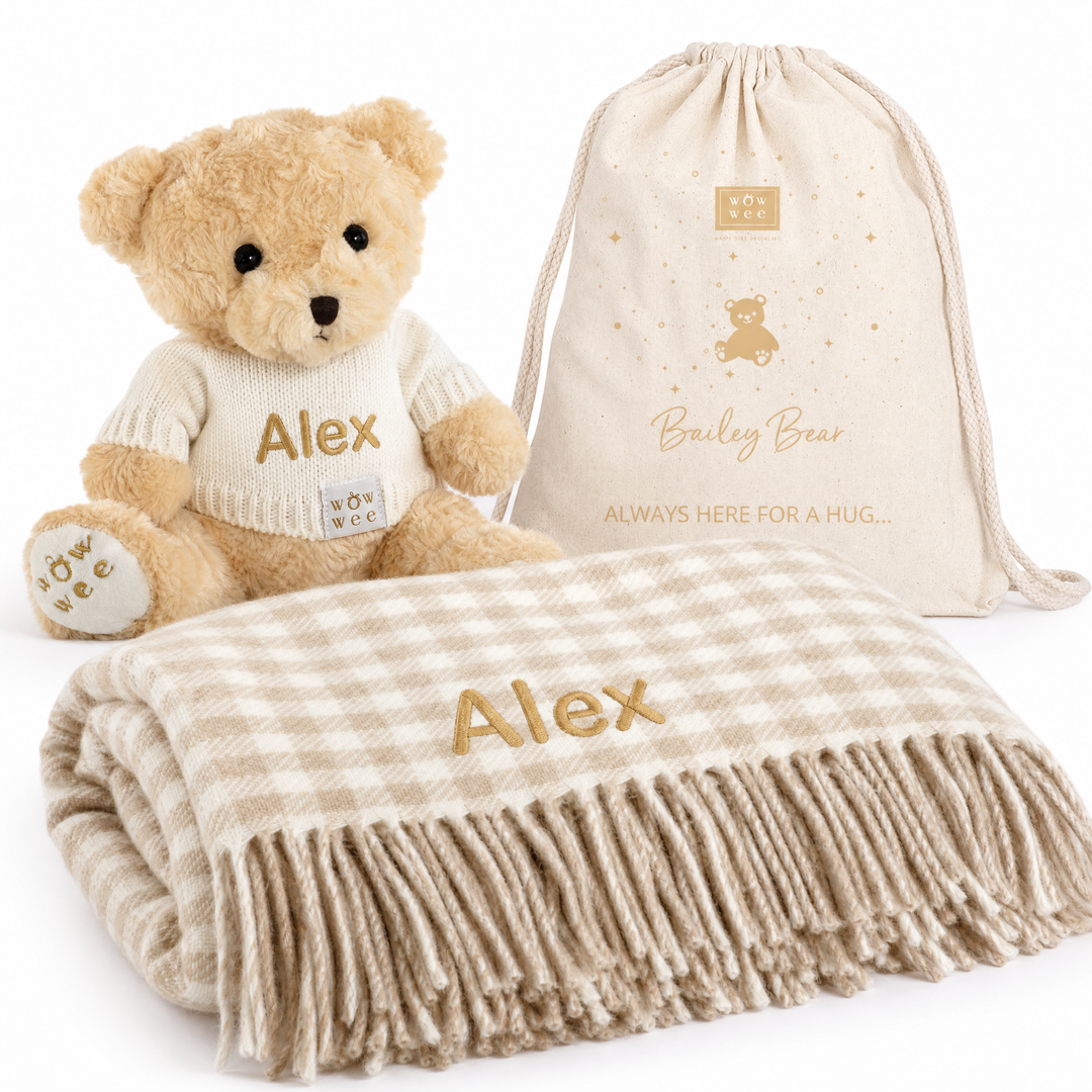 Personalised Luxury Baby Blanket and Signature Bailey Bear with Backpack - IRISH