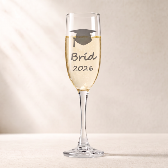 Personalised Fine Glass Champagne Flute for Graduation