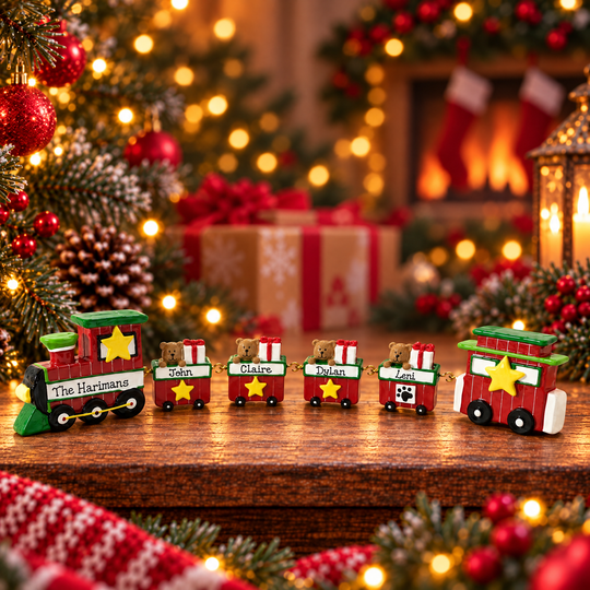 Personalised Linking Train 4 Carriages in 'Our Christmas Express' Gift Box