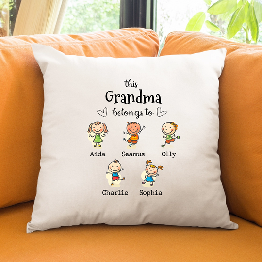 Personalised cushion for parents or grandparents with their children or grandchildren