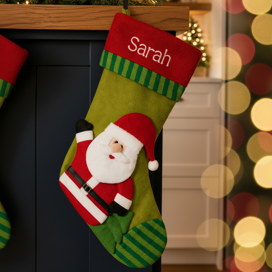 Personalised Christmas Stocking - Cozy 3D Santa