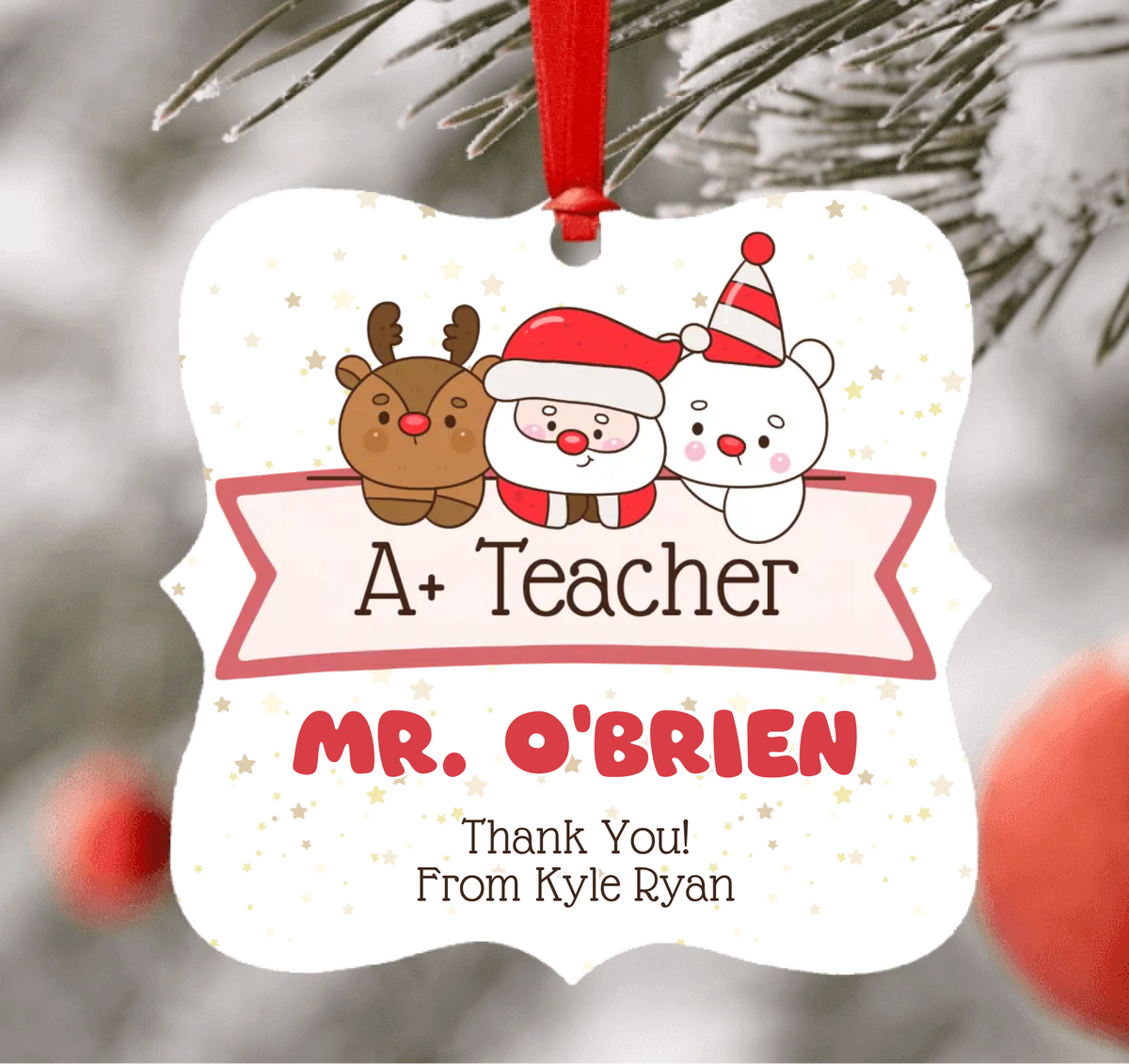 Personalised A+ Teacher Ornament
