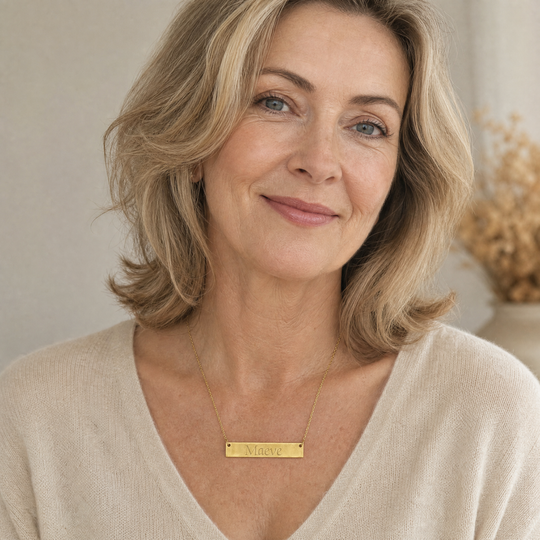 Personalised Gold Necklace - Engraved Flat Bar - Classic
