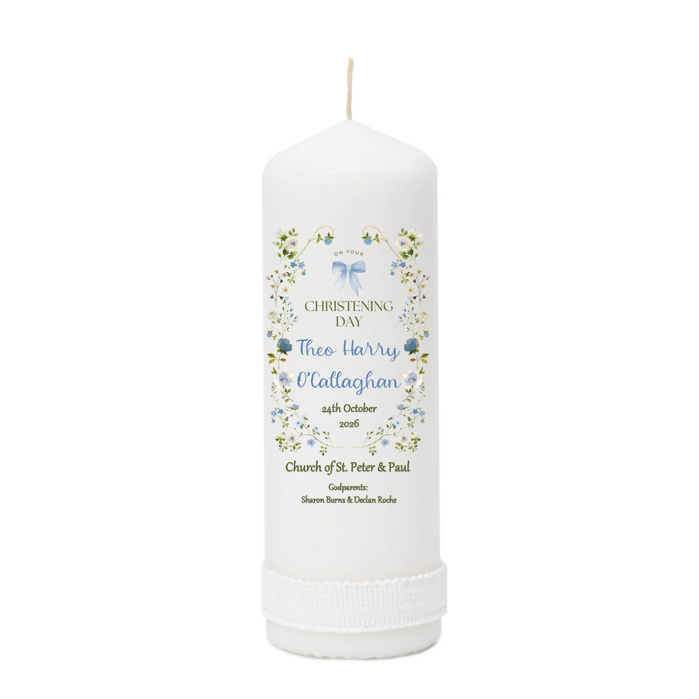 Personalised Christening Candle for Boys