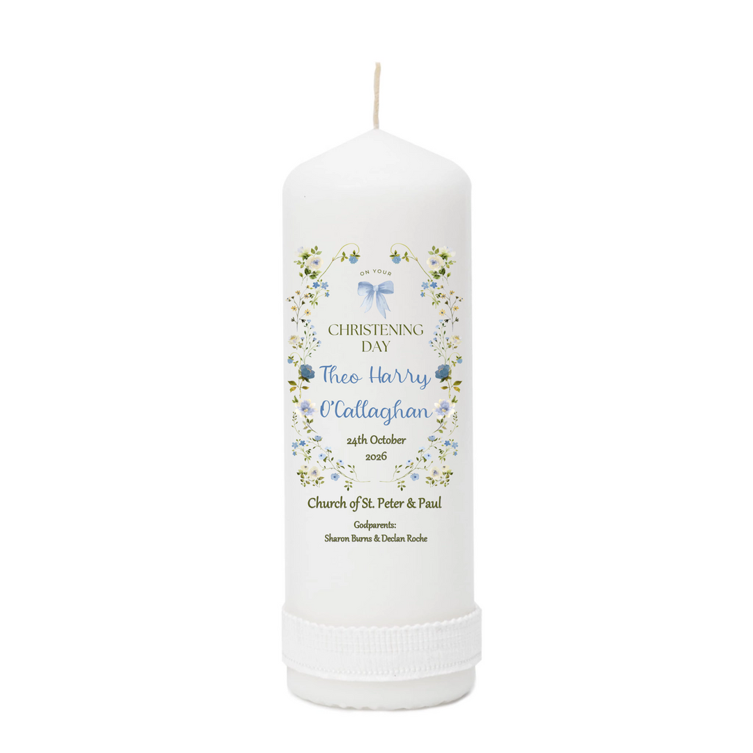 Personalised Christening Candle for Boys