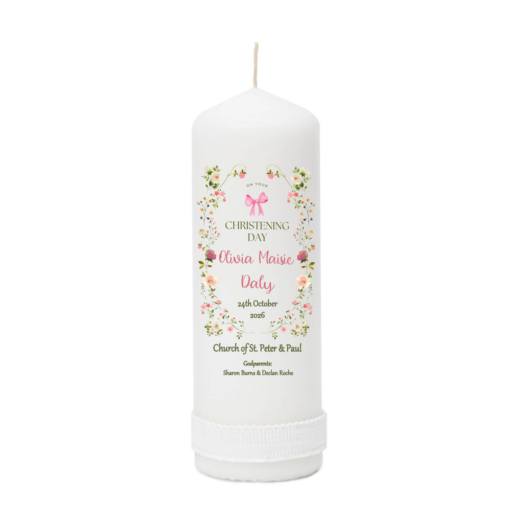 Personalised Christening Candle for Girls