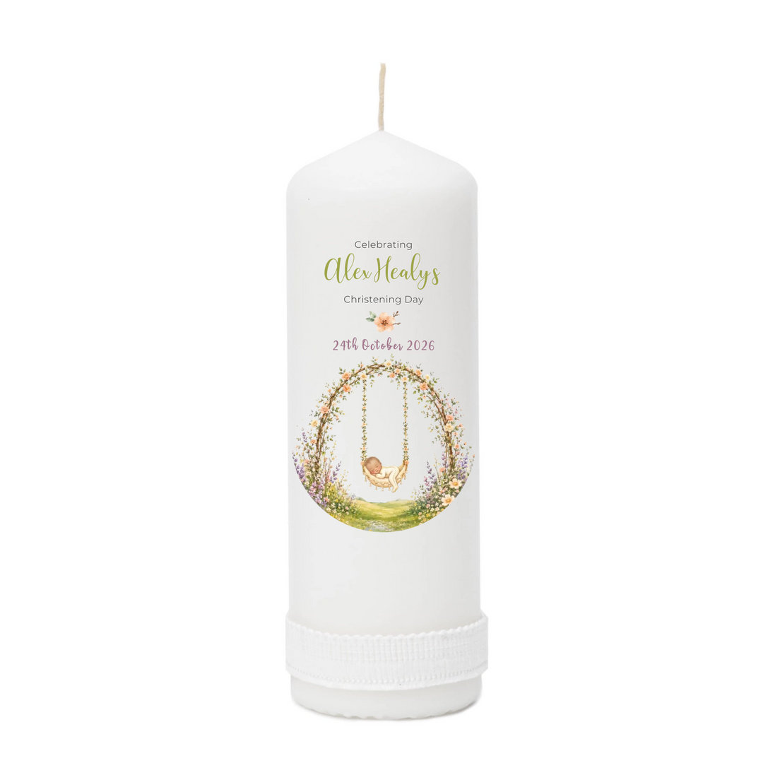 Personalised Christening Candle with Cute Baby Design