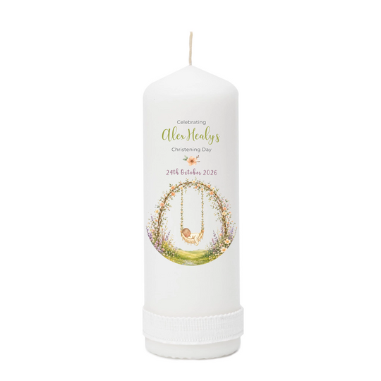 Personalised Christening Candle with Cute Baby Design