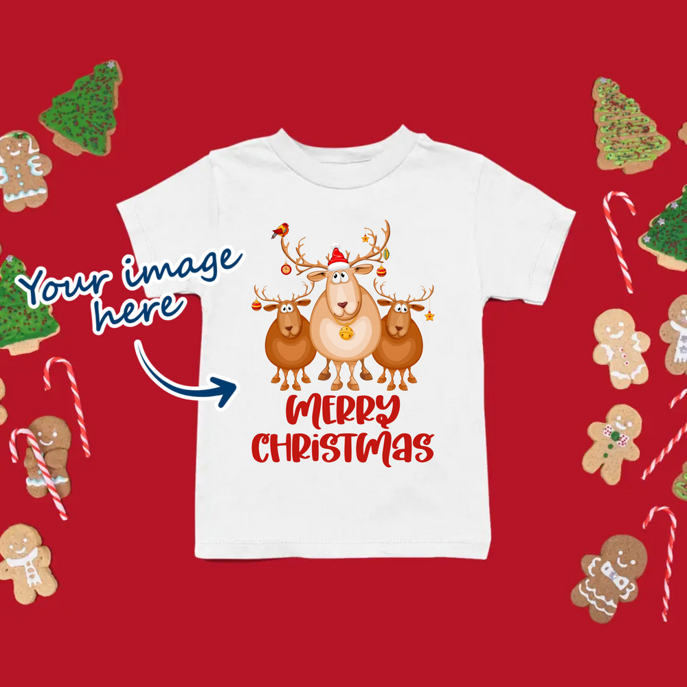White Christmas T-shirt for kids personalised with own image 