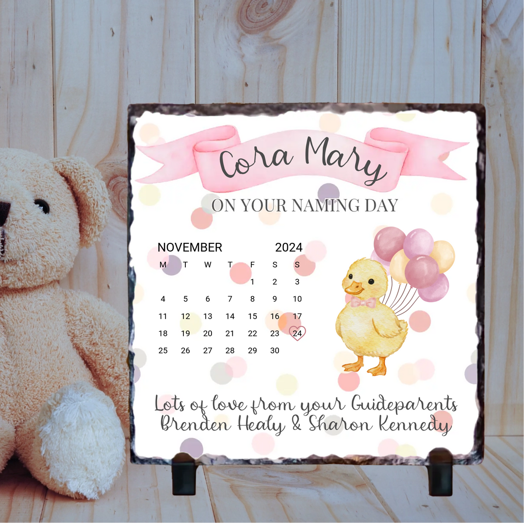 Personalised Duckling Slate for Naming Day