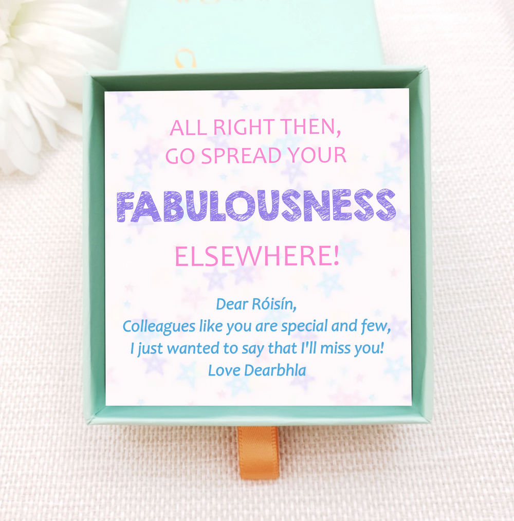 personalised insert for jewellery box and gold neckace. the insert is light pink with stars. personalise with message