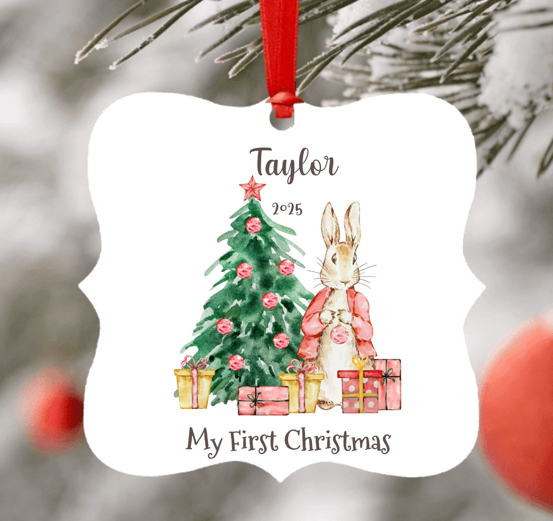 Personalised Peter Rabbit 1st Christmas Ornament