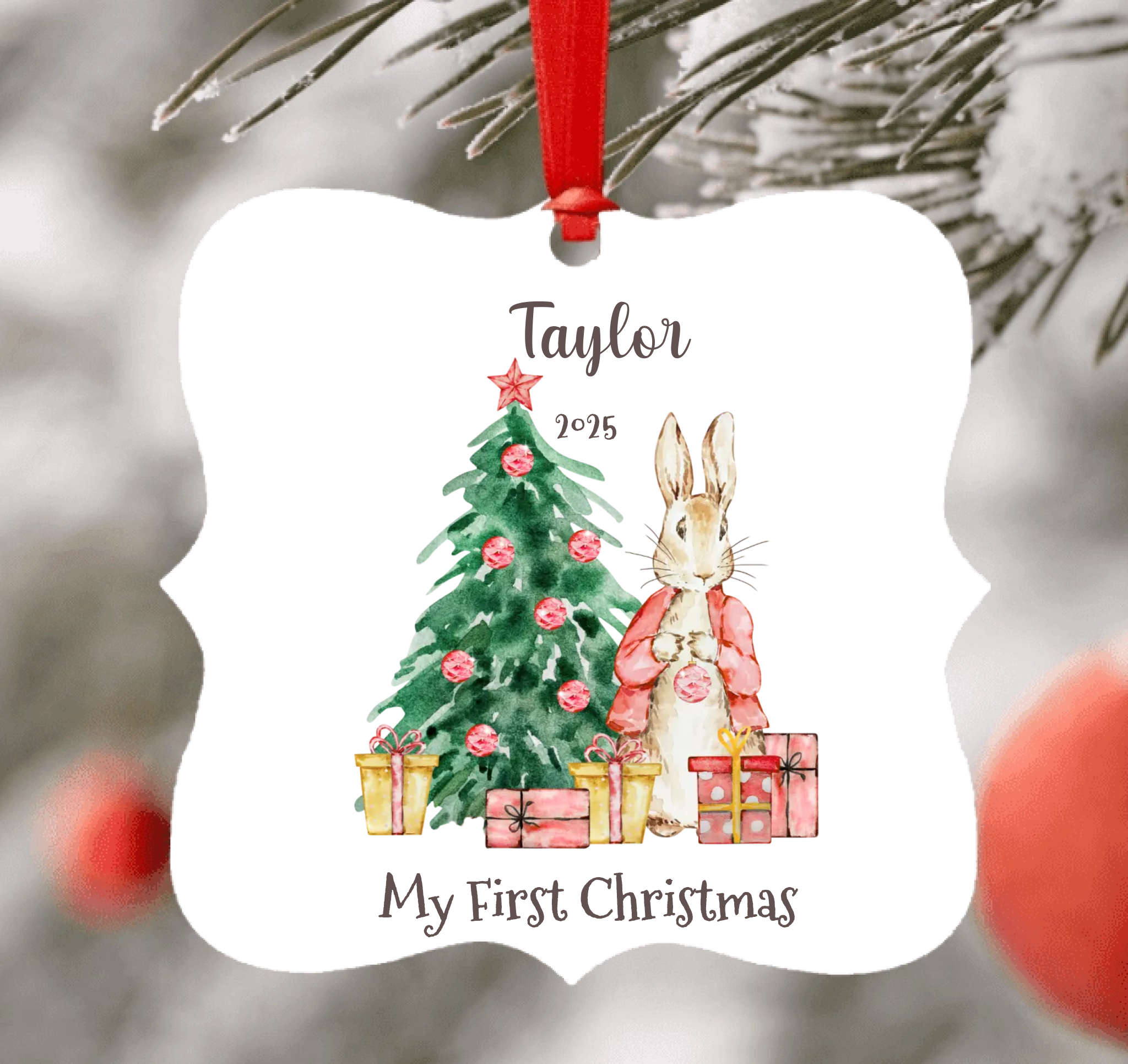 Personalised Peter Rabbit 1st Christmas Ornament