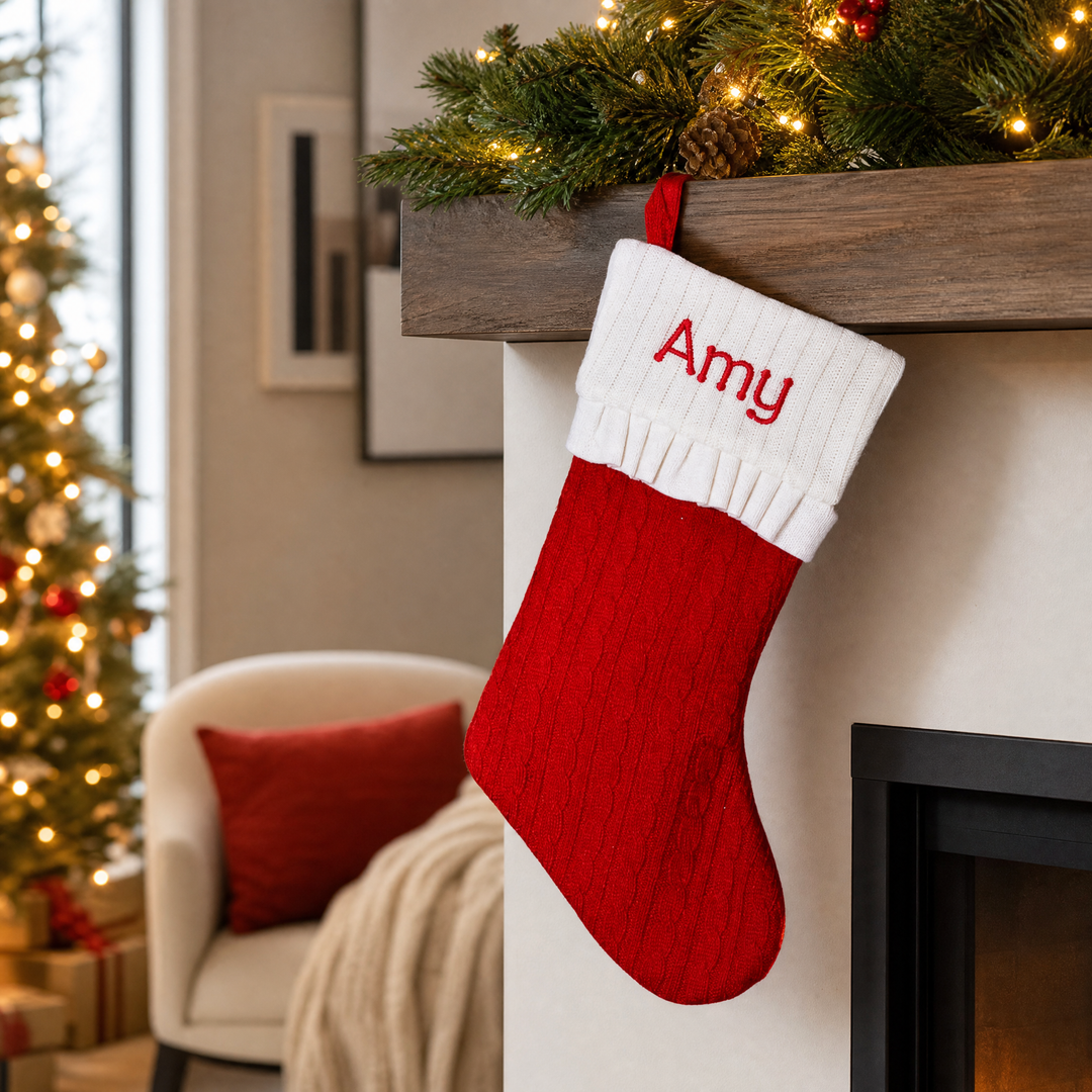 Personalised Christmas Stocking - Traditional Knit Sock Old Favourite