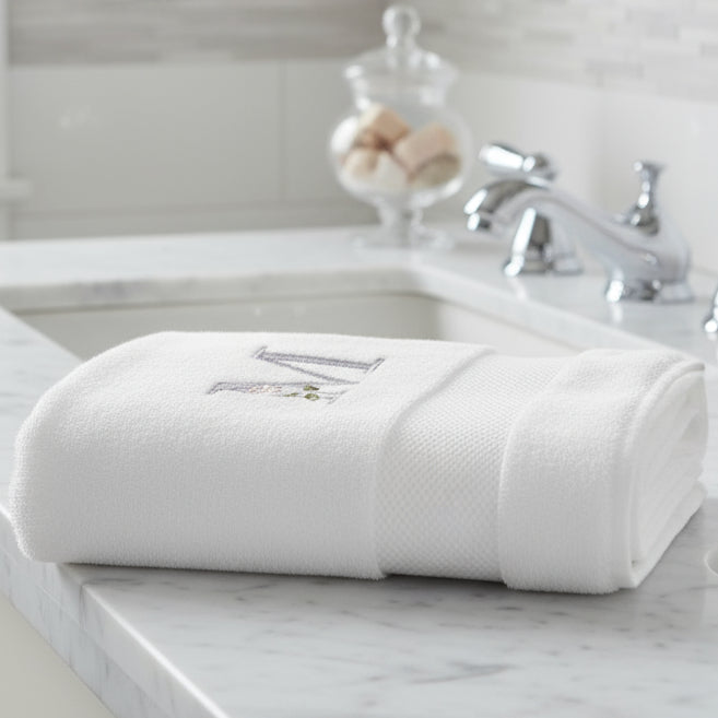 Personalised white fluffy towels