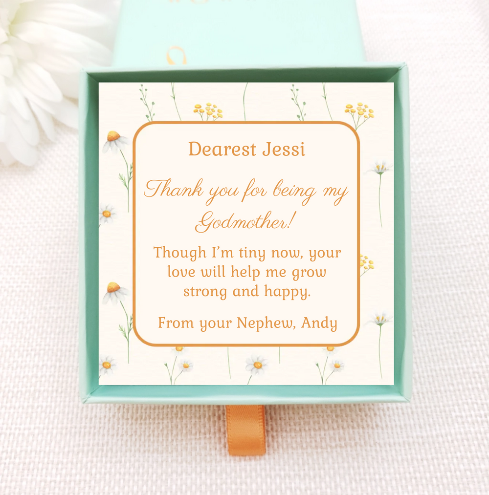 personalised gift card in a jewellery box. add your own personal message to the gift card. choose from a variety of gold necklaces from Betty & Biddy