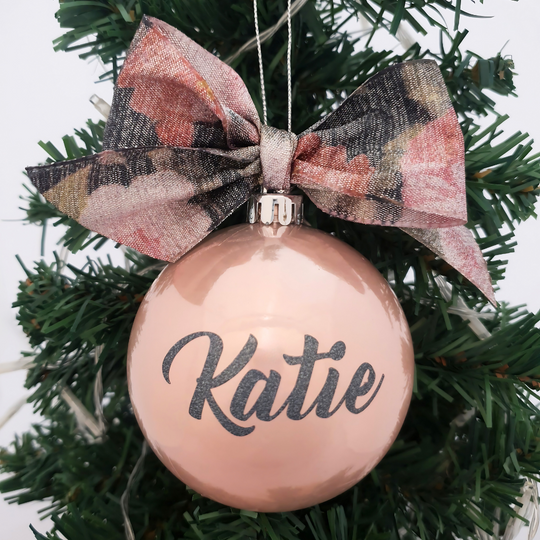 Personalised Luxury Christmas Bauble - Pink & Floral - 8cm