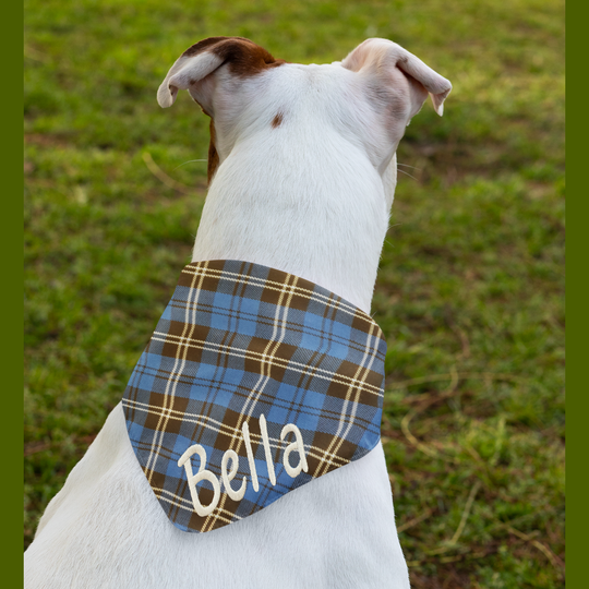 Personalised Royal Blue Tartan Bandana for Dogs