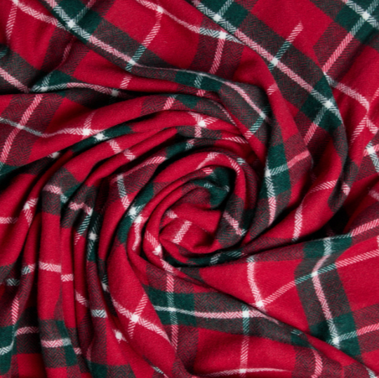 Personalised Throw by Foxford - Ashford Red & Green Check IRISH LUXURY
