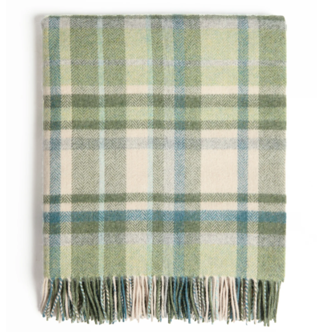 Personalised Throw by Foxford - Slieveboy Green Tartan IRISH LUXURY