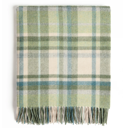 Personalised Throw by Foxford - Slieveboy Green Tartan IRISH LUXURY