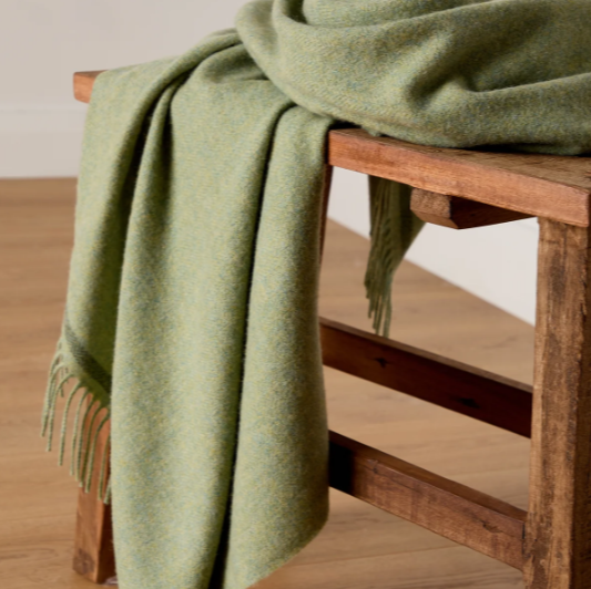 Personalised Throw by Foxford - Blackwater Solid Green IRISH LUXURY