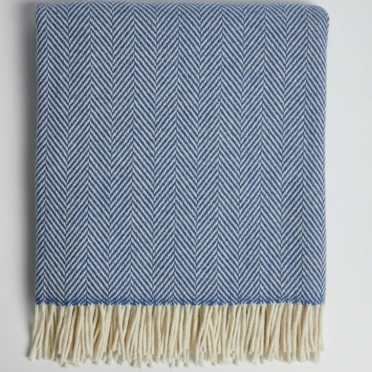 Personalised Throw by Foxford -Inishmore Denim Cashmere and Lambswool IRISH LUXURY