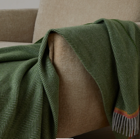 Personalised Throw by Foxford -Barrow Green Cashmere and Lambswool IRISH LUXURY