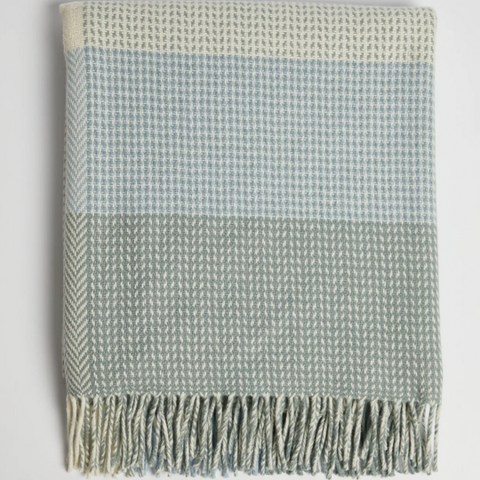 Personalised Throw by Foxford -Tara Sage Blue Cashmere and Lambswool IRISH LUXURY
