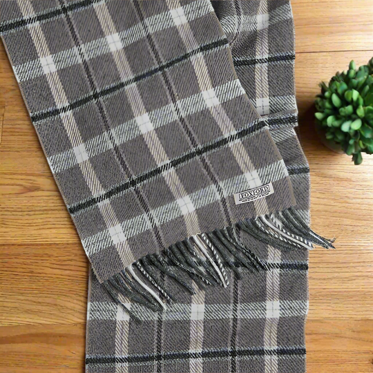 Personalised Foxford Luxury Scarf - Grey & Mink Check