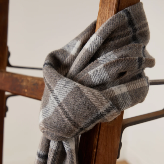 Personalised Foxford Luxury Scarf - Grey & Mink Check