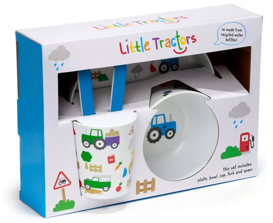 Little Tractors 5 Piece Kids Cup, Bowl, Plate & Cutlery Set
