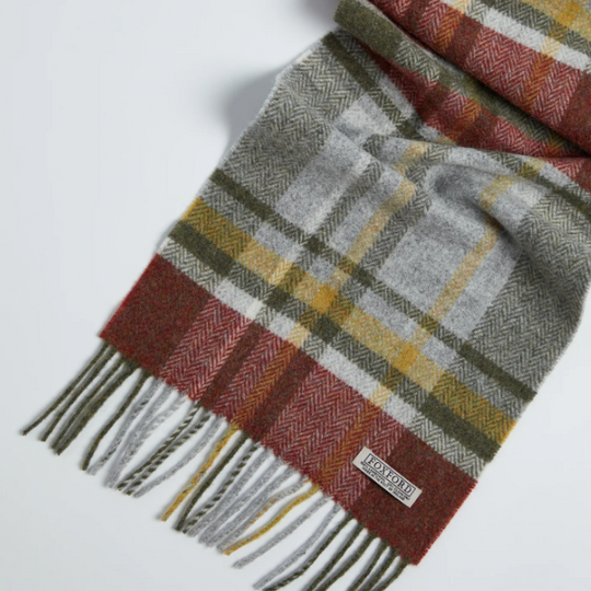 Personalised Foxford Luxury Scarf - Rust Tartan Lambswool Scarf