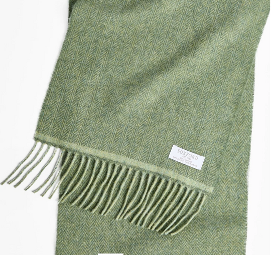 Personalised Foxford Luxury Scarf - Green Herringbone Scarf