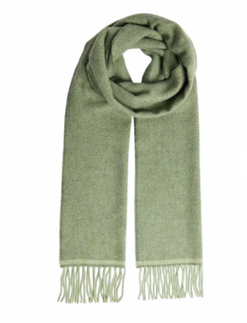 Personalised Foxford Luxury Scarf - Green Herringbone Scarf