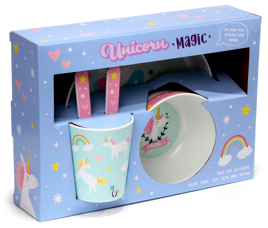 Unicorn Magic 5 Piece Kids Cup, Bowl, Plate & Cutlery Set