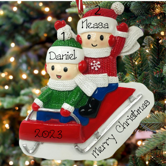 Personalised Christmas Ornament - Sleigh Ride Fun Couple