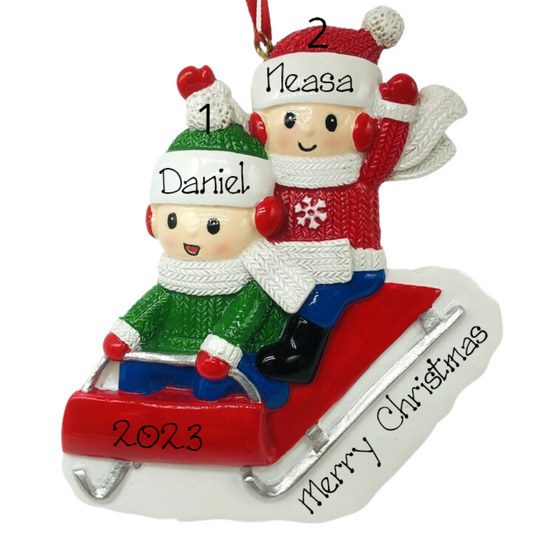 Personalised Christmas Ornament - Sleigh Ride Fun Couple