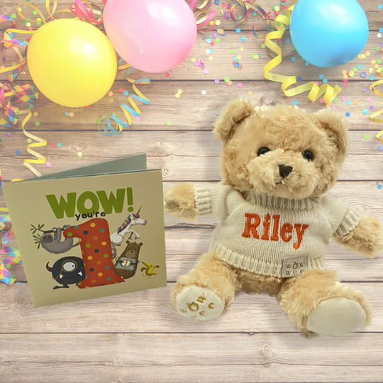 1st Birthday Personalised Gift Set - Signature Bear & WOW! You're One Storybook