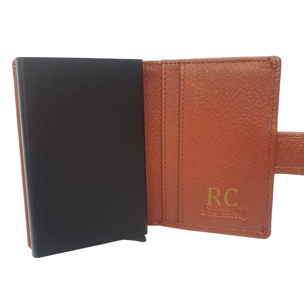 Personalised Tan Leather Card Slider Wallet & Butlers Chocolate Gift Set for Men