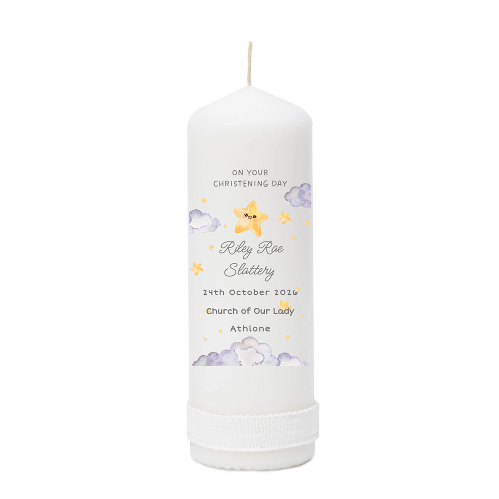 Unisex Personalised Christening Candle